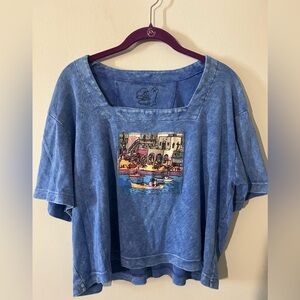 Michael Leu Collection Casual Blue Graphic Tee